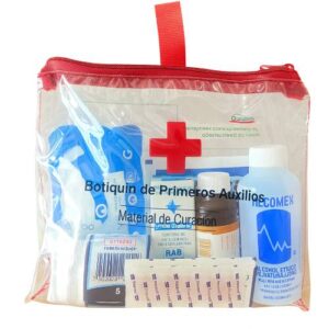 Botiquín de Primeros Auxilios Equipado Bolsa Chica 13x16x5 cm | Compacto, Transparente y Listo para Emergencias BO1820400