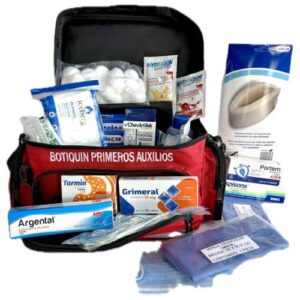 Mochila de Primeros Auxilios Equipada 36 x 28 x 23 cm | Kit de Emergencia Profesional Portátil BOMEJ4PLUS