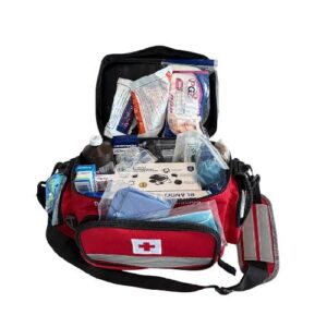 Mochila de Primeros Auxilios Equipada 36 x 28 x 23 cm | Kit de Emergencia Profesional Portátil BOMEJ4PLUS