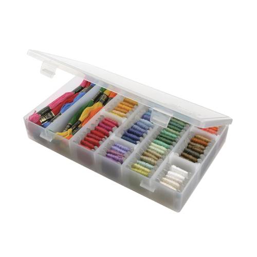 Estuche Traslúcido Organizador 27.9 × 17.1 × 4.44 cm – Caja Compacta para Costura y Manualidades Modelo 600IDS.