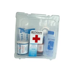 Botiquín Cuadrado de Primeros Auxilios Equipado 17 x 17 x 6 cm | Compacto, Transparente y Listo para Emergencias  BO6766