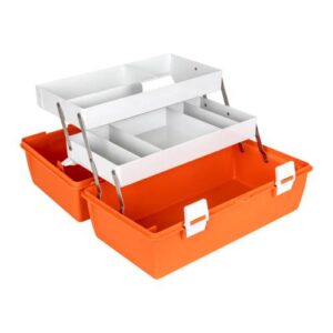 Estuche Médico Plástico Naranja con Bandejas Desplegables | Organizador de Primeros Auxilios de Alta Visibilidad 39.39 x 16.51 x 19.69 cm.    6772PM