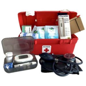 Kit Preventivo Rojo con Baumanómetro y Estetoscopio | Botiquín Médico de Emergencia KITPREVENTIVO